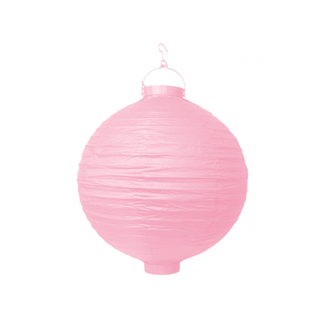 Lanterne avec LED papier rose (30cm)